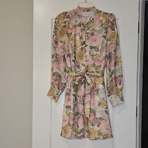 Lucy Paris Cute Floral Long Sleeve Short Dress. Women's Size Medium